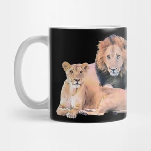 Pair of Lions as drawing - Africa Mug